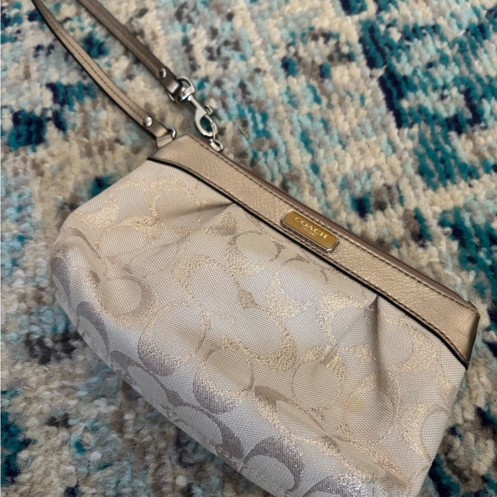 Coach Beige and Gold Wristlet